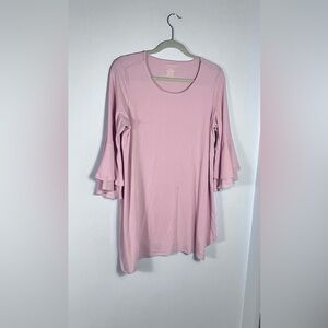 Westbound Oversized Light Pink Ruffle Sleeve Long-Sleeve Tunic EXC